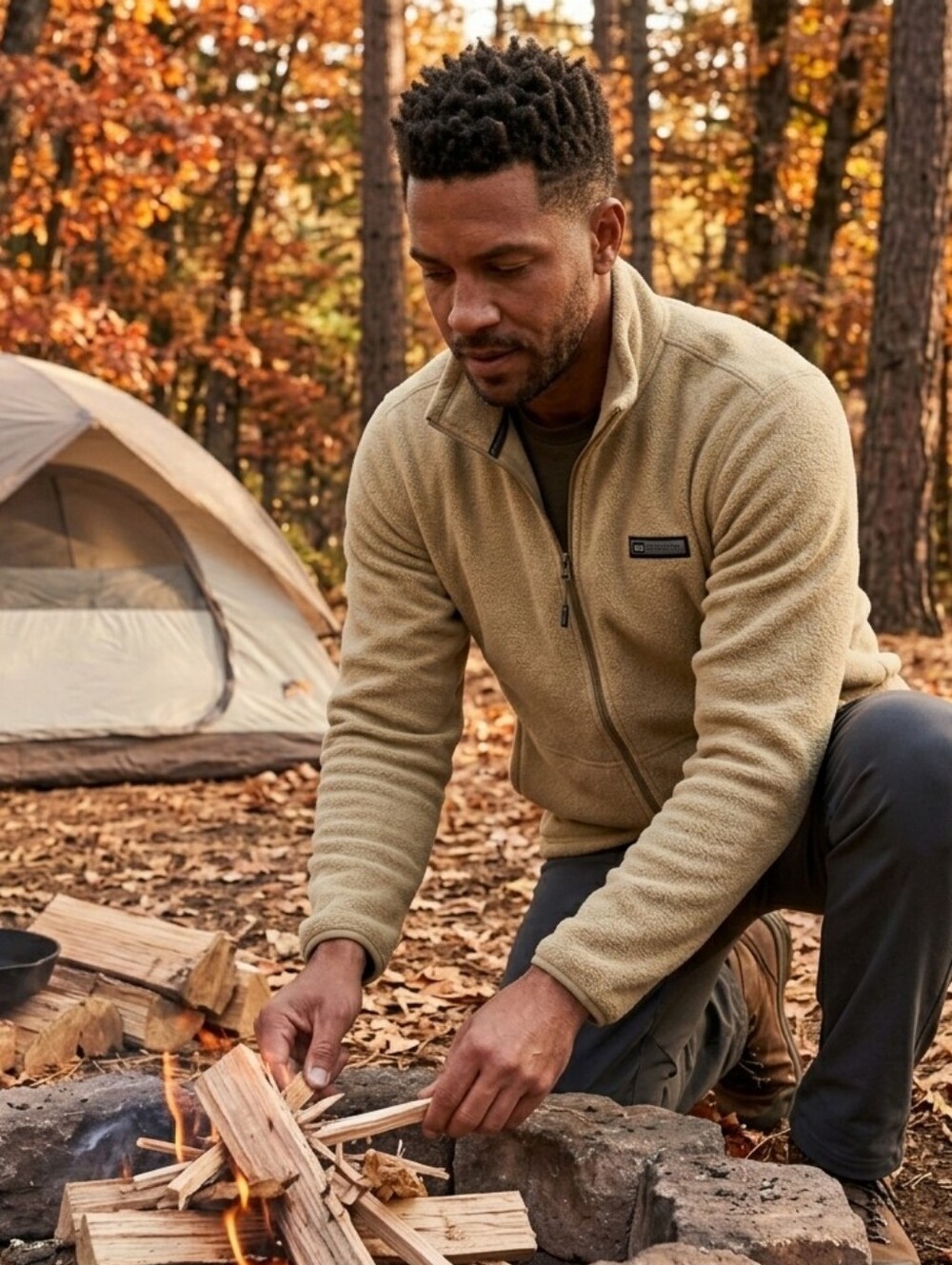 REI Co-Op Men's XL Tan Polartec Fleece Fll Zip Jacket